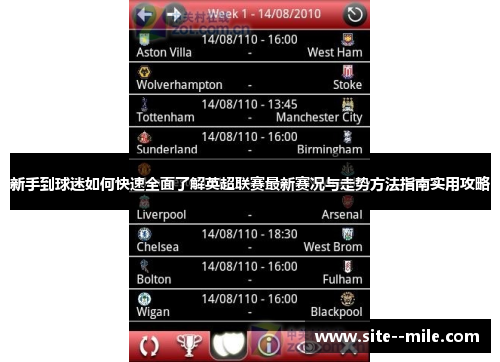 新手到球迷如何快速全面了解英超联赛最新赛况与走势方法指南实用攻略